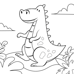 Sitting Cute Fat Dinosaur